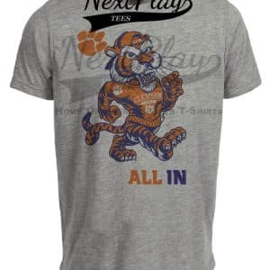 Clemson Tigers All In Mascot Artwork Heather Gray Sublimated T-Shirt