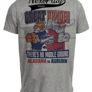 Auburn vs. Alabama Iron Bowl Retro Rivals Great Divide Football Artwork Heather Gray Sublimated T-Shirt