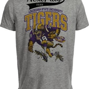 LSU Tigers Mascot Retro Football Gray Sublimated T-Shirt
