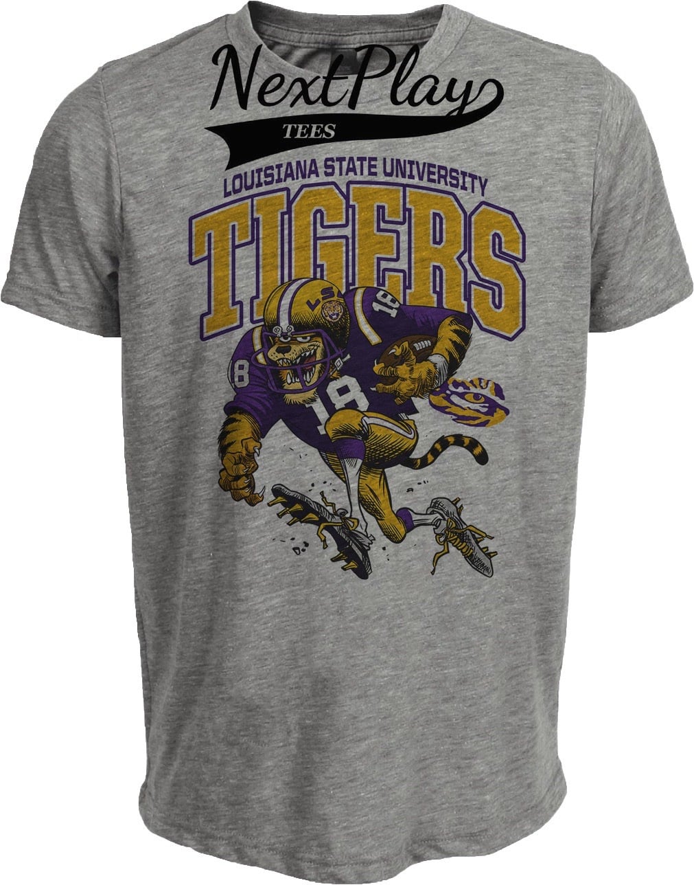 LSU Tigers Mascot Retro Football Gray Sublimated T-Shirt