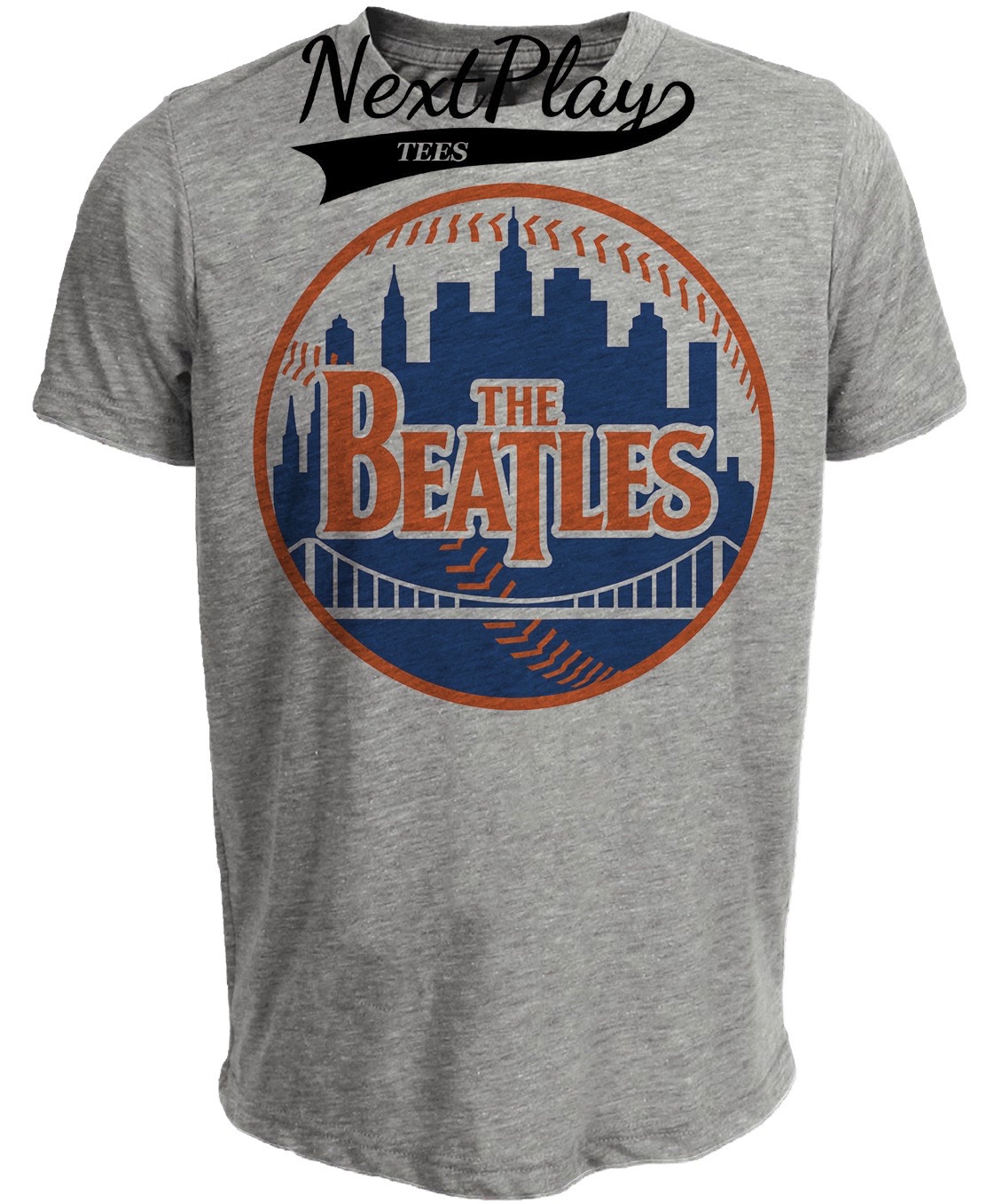 New York Mets The Beatles Retro Baseball Gray Sublimated T-Shirt