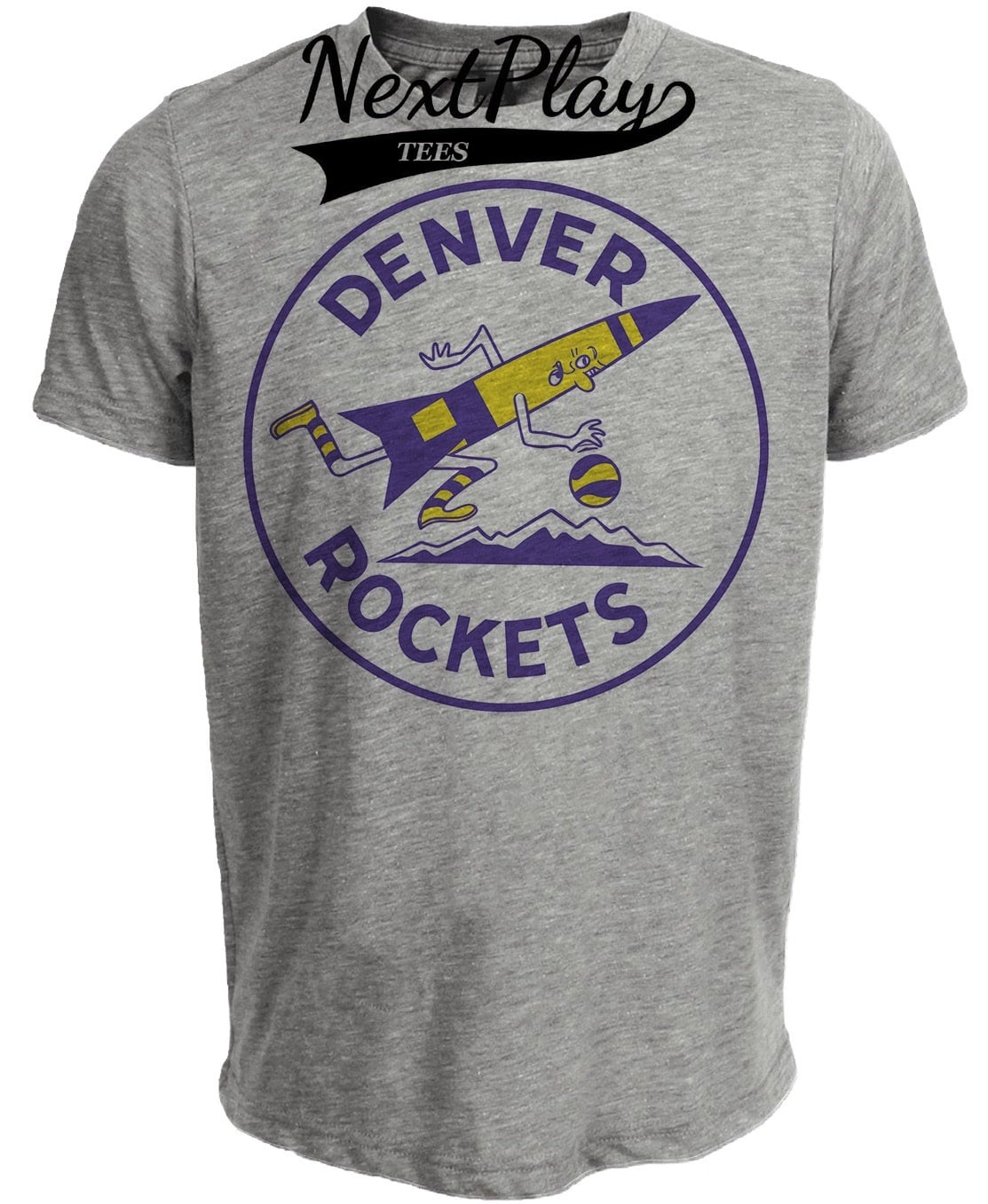 Denver Rockets Retro Basketball 1972 Artwork Heather Gray Sublimated T-Shirt