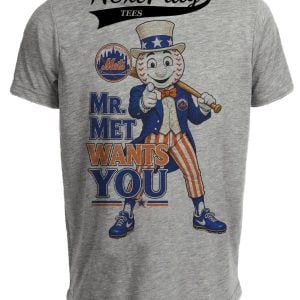 New York Mets Mr. Met Uncle Sam Retro Baseball Gray Sublimated T-Shirt