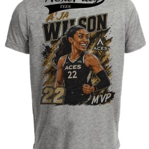 Las Vegas Aces A’ja Wilson Retro Basketball Gray Sublimated T-Shirt