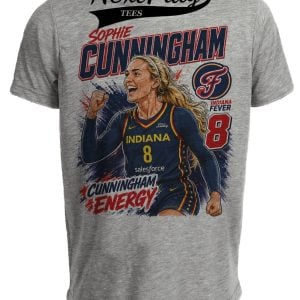 Indiana Fever Sophie Cunningham Retro Basketball Gray Sublimated T-Shirt