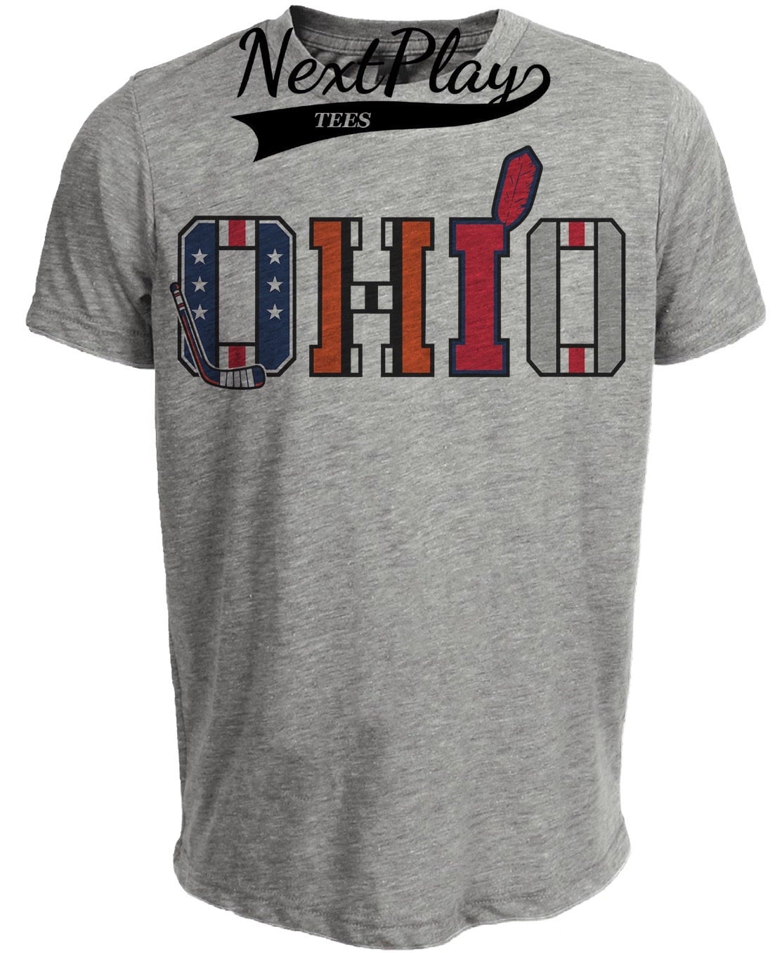 Ohio State Teams Buckeyes Indians Browns Blue Jackets Retro Gray Sublimated T-Shirt