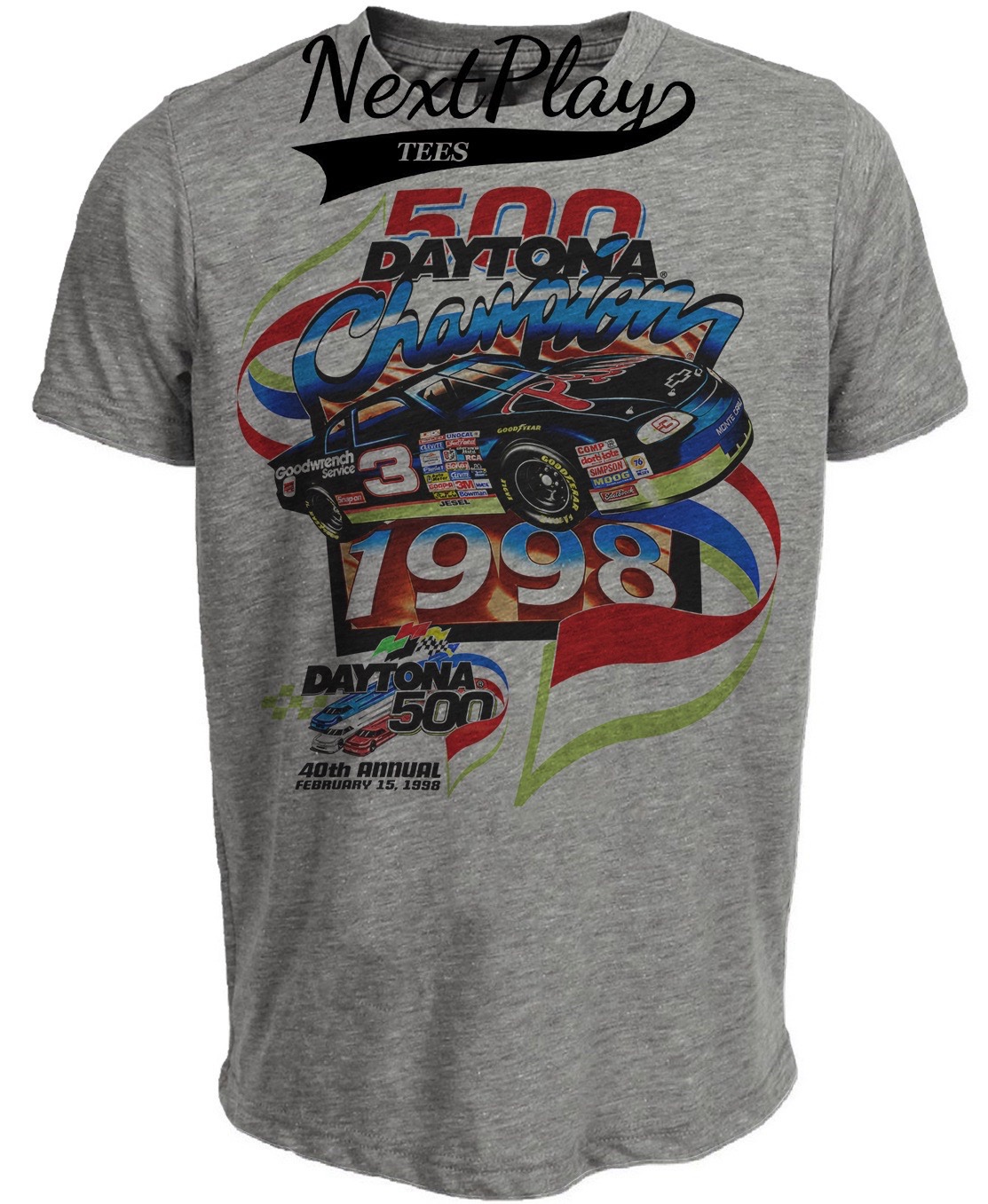 Dale Earnhardt Daytona 500 Winner Retro Racing 1998 Gray Sublimated T-Shirt