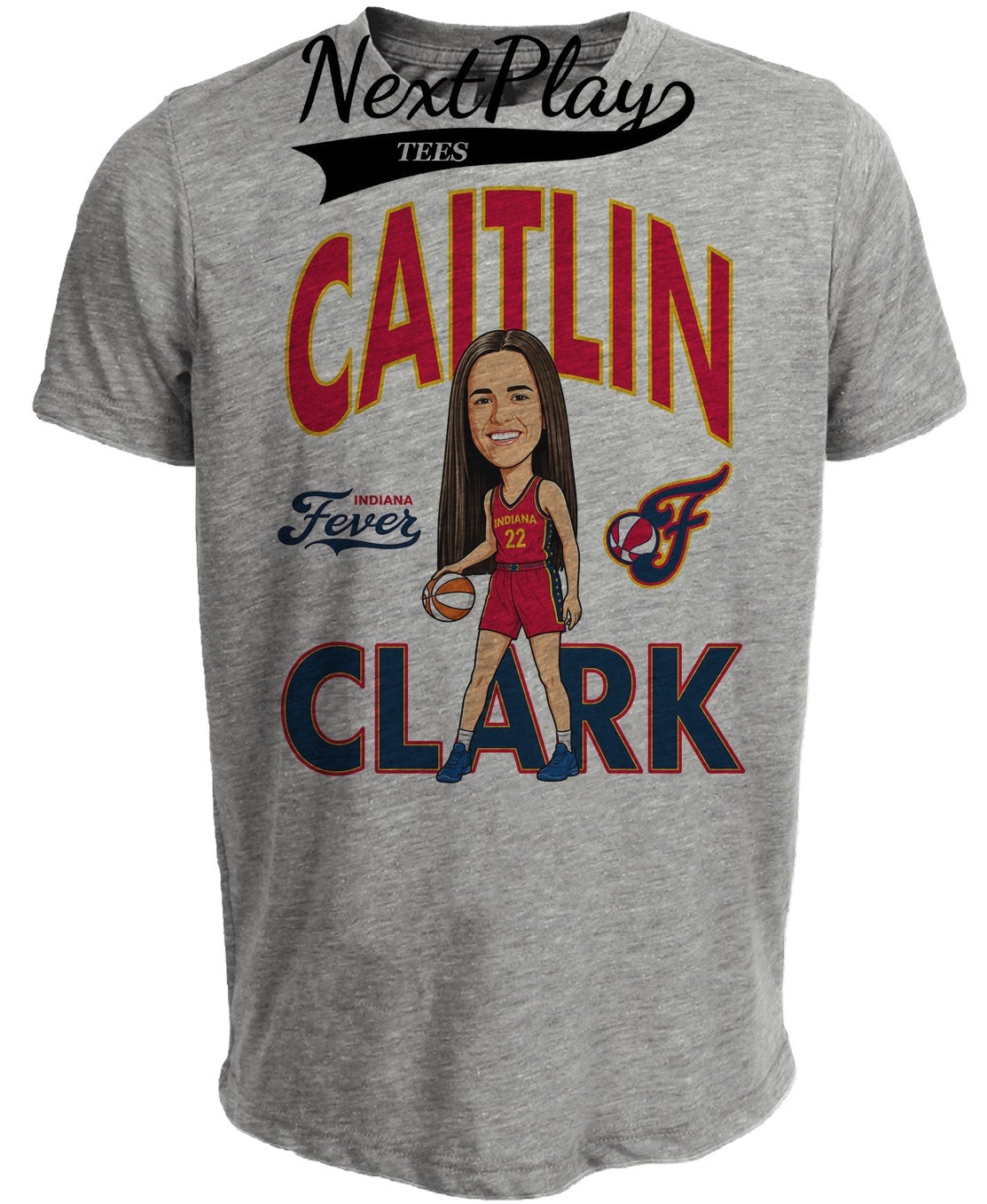 Indiana Fever Caitlin Clark Retro Basketball Gray Sublimated T-Shirt