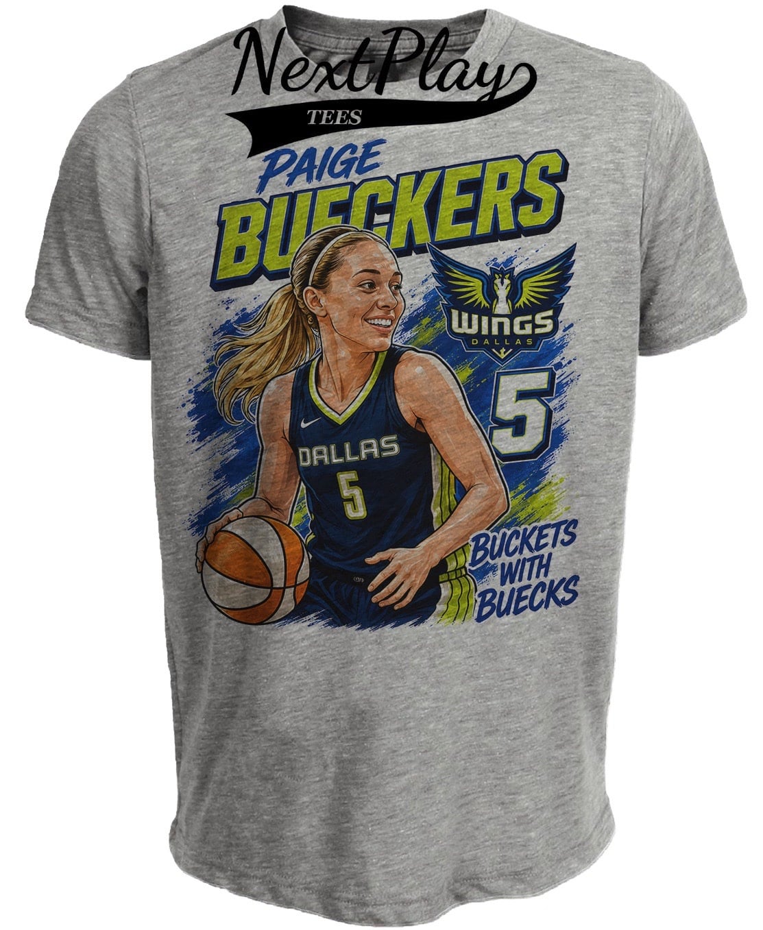 Dallas Wings Paige Bueckers Retro Basketball Gray Sublimated T-Shirt
