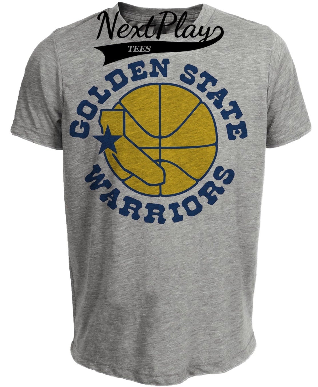Golden State Warriors Retro Basketball 1988 Artwork Gray Sublimated T-Shirt