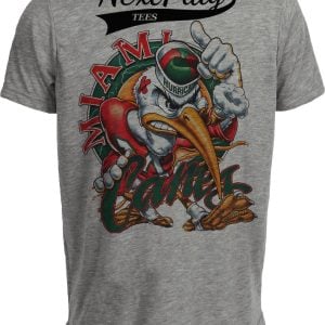 Miami Hurricanes Ibis Mascot Retro Gray Sublimated T-Shirt