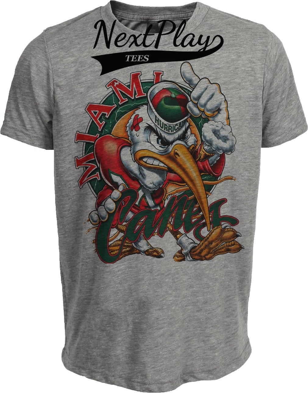 Miami Hurricanes Ibis Mascot Retro Gray Sublimated T-Shirt