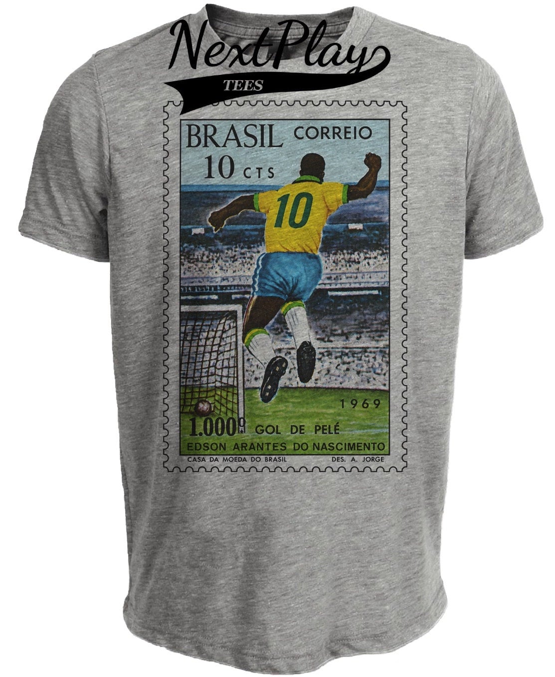 Pelé Brazil Retro 1969 Artwork Soccer Futbol Heather Gray Sublimated T-Shirt