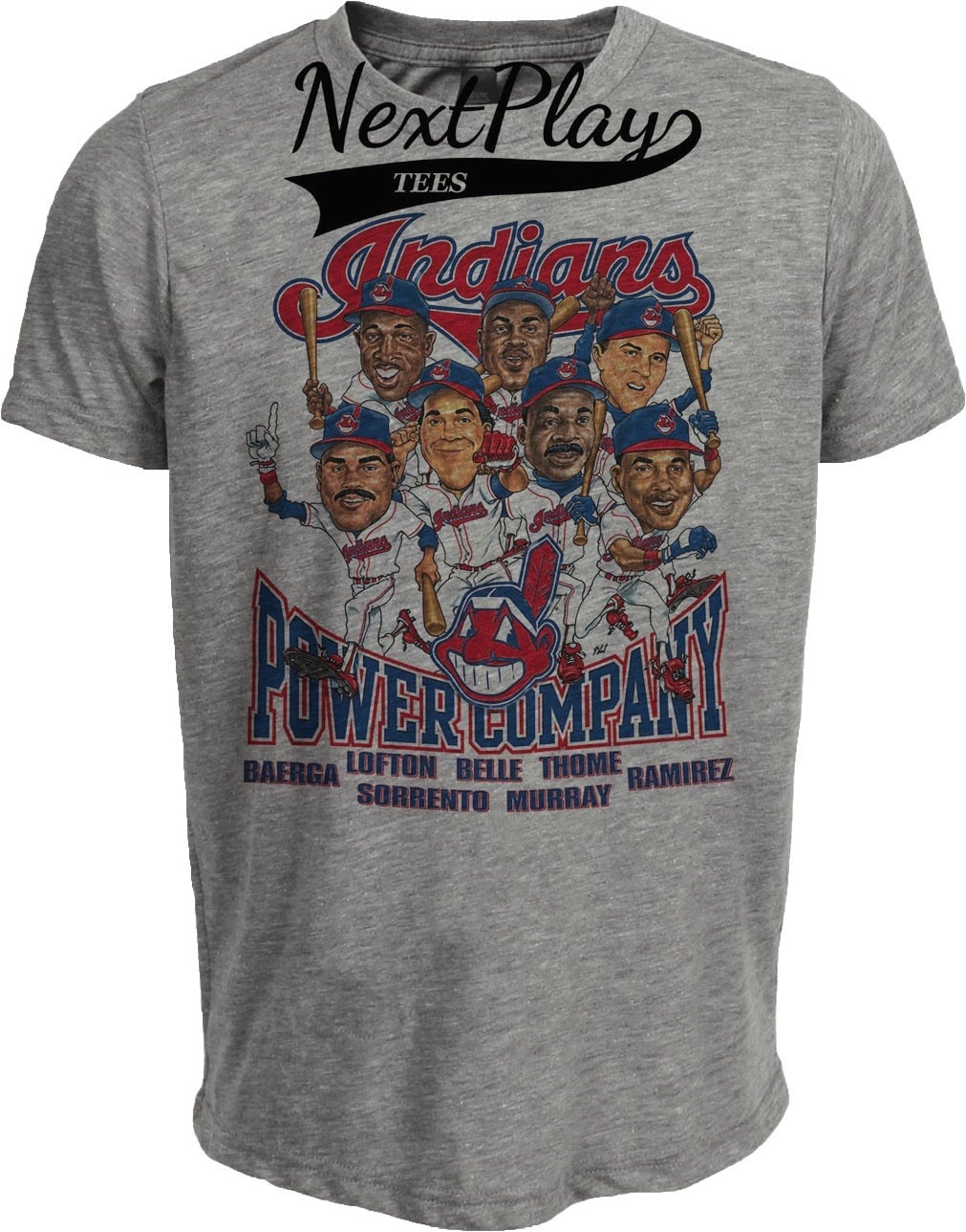 Cleveland Indians Power Company Retro 1996 Baseball Gray Sublimated T-Shirt
