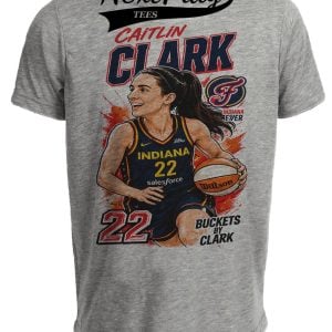 Indiana Fever Caitlin Clark Caricature Retro Basketball Gray Sublimated T-Shirt