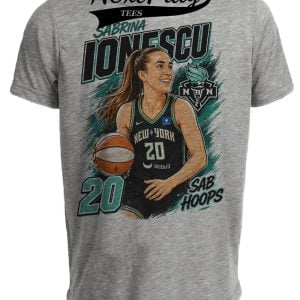 New York Liberty Sabrina Ionescu Retro Basketball Gray Sublimated T-Shirt