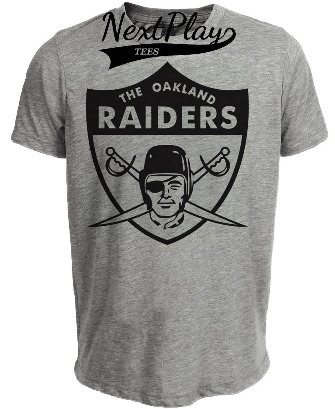 Oakland Raiders Retro Football 1963 Artwork Heather Gray Sublimated T-Shirt