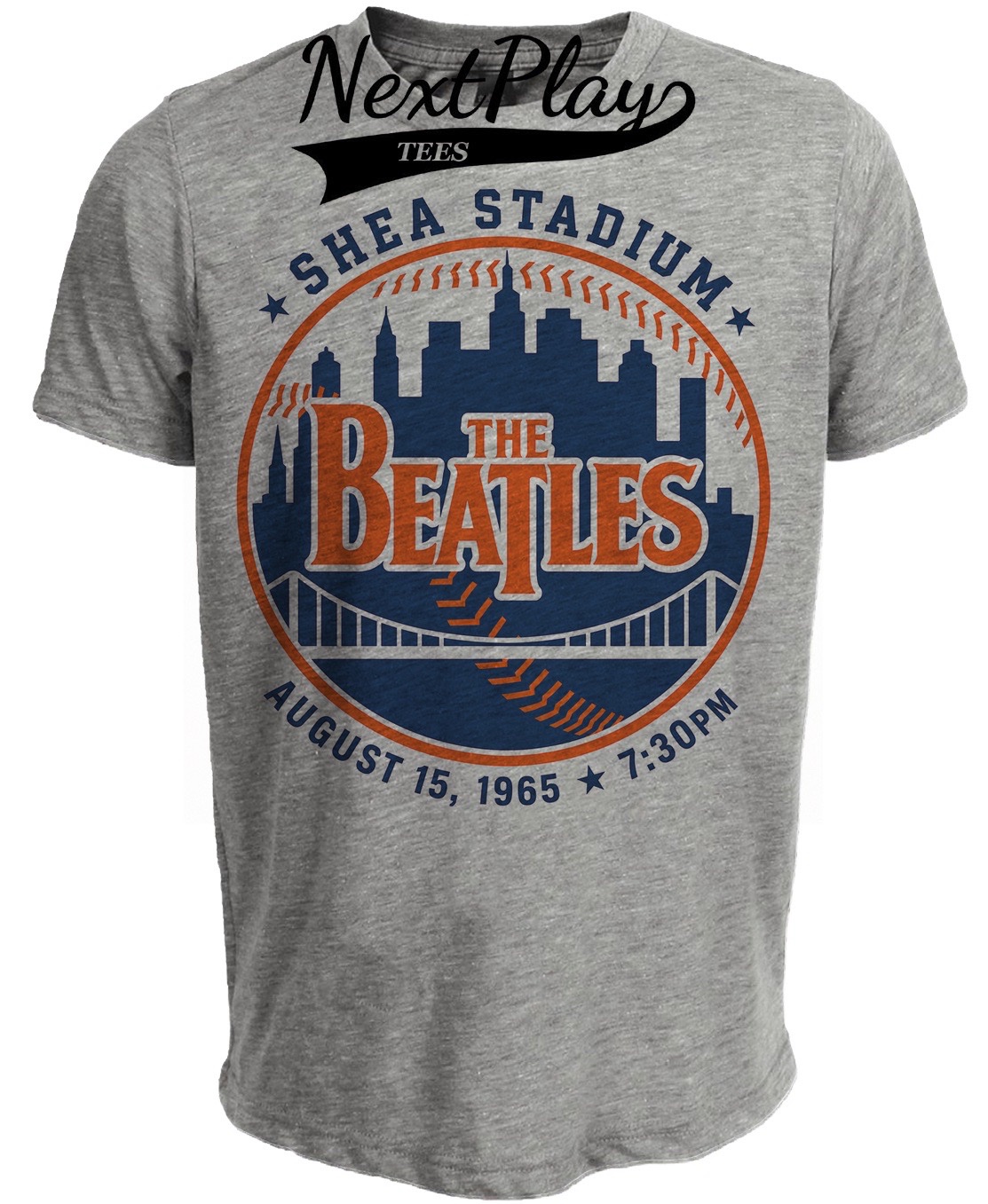New York Mets The Beatles Retro Baseball 1965 Gray Sublimated T-Shirt