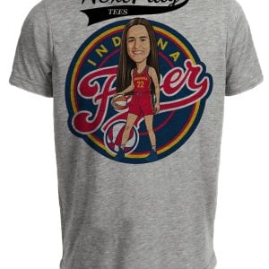 Indiana Fever Caitlin Clark Circle Retro Basketball Gray Sublimated T-Shirt