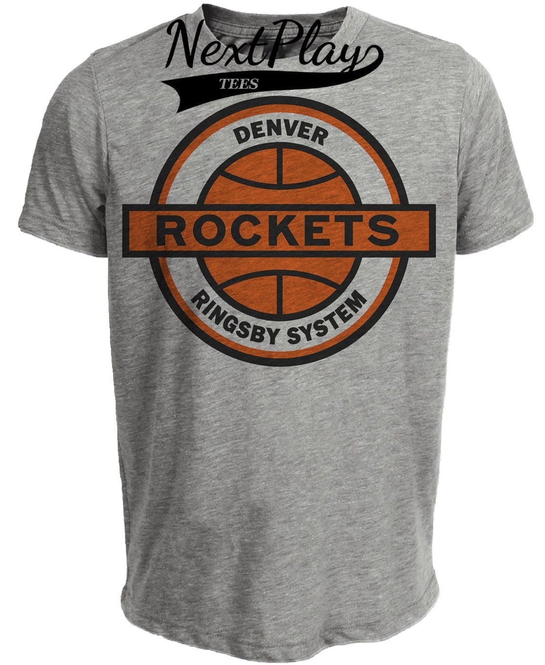 Denver Rockets Retro Basketball 1970 Artwork Heather Gray Sublimated T-Shirt