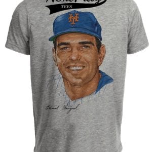 New York Mets Ed Kranepool Portrait Retro Baseball Gray Sublimated T-Shirt