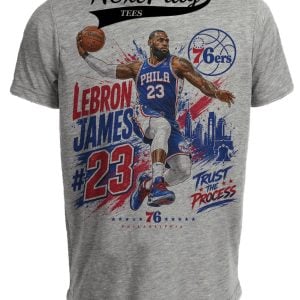 Philadelphia 76ers LeBron James Basketball Gray Sublimated T-Shirt