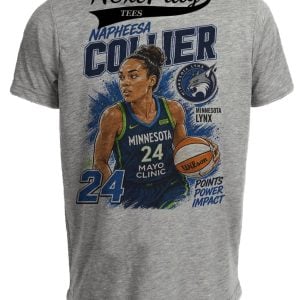 Minnesota Lynx Napheesa Collier Retro Basketball Gray Sublimated T-Shirt