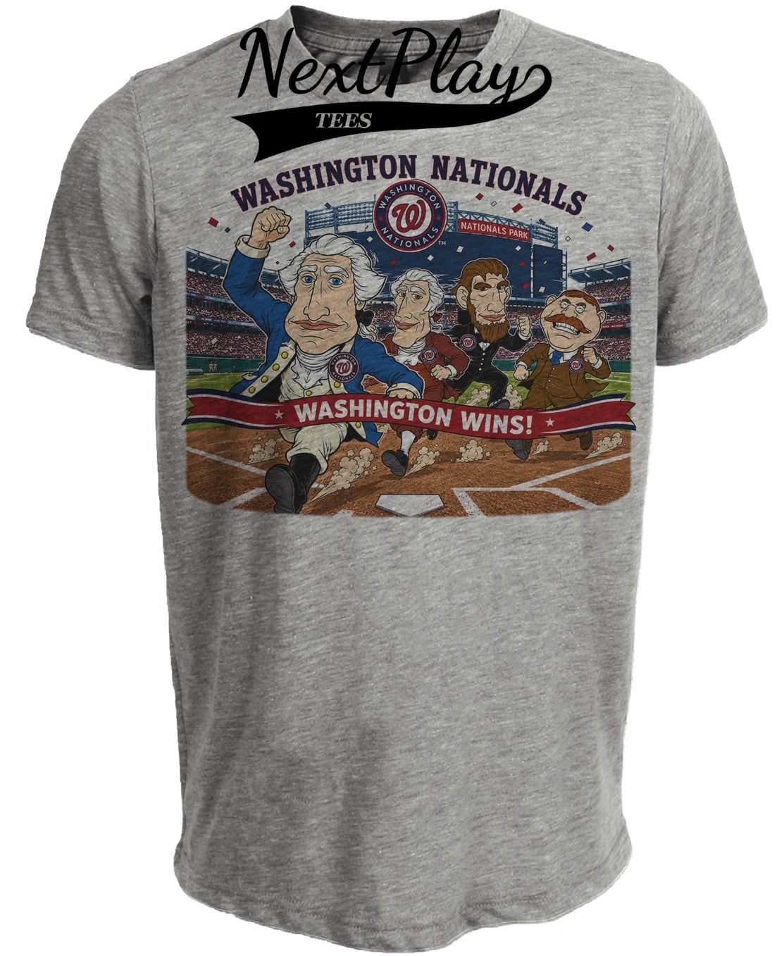 Washington Nationals Presidential Race George Retro Baseball Gray Sublimated T-Shirt