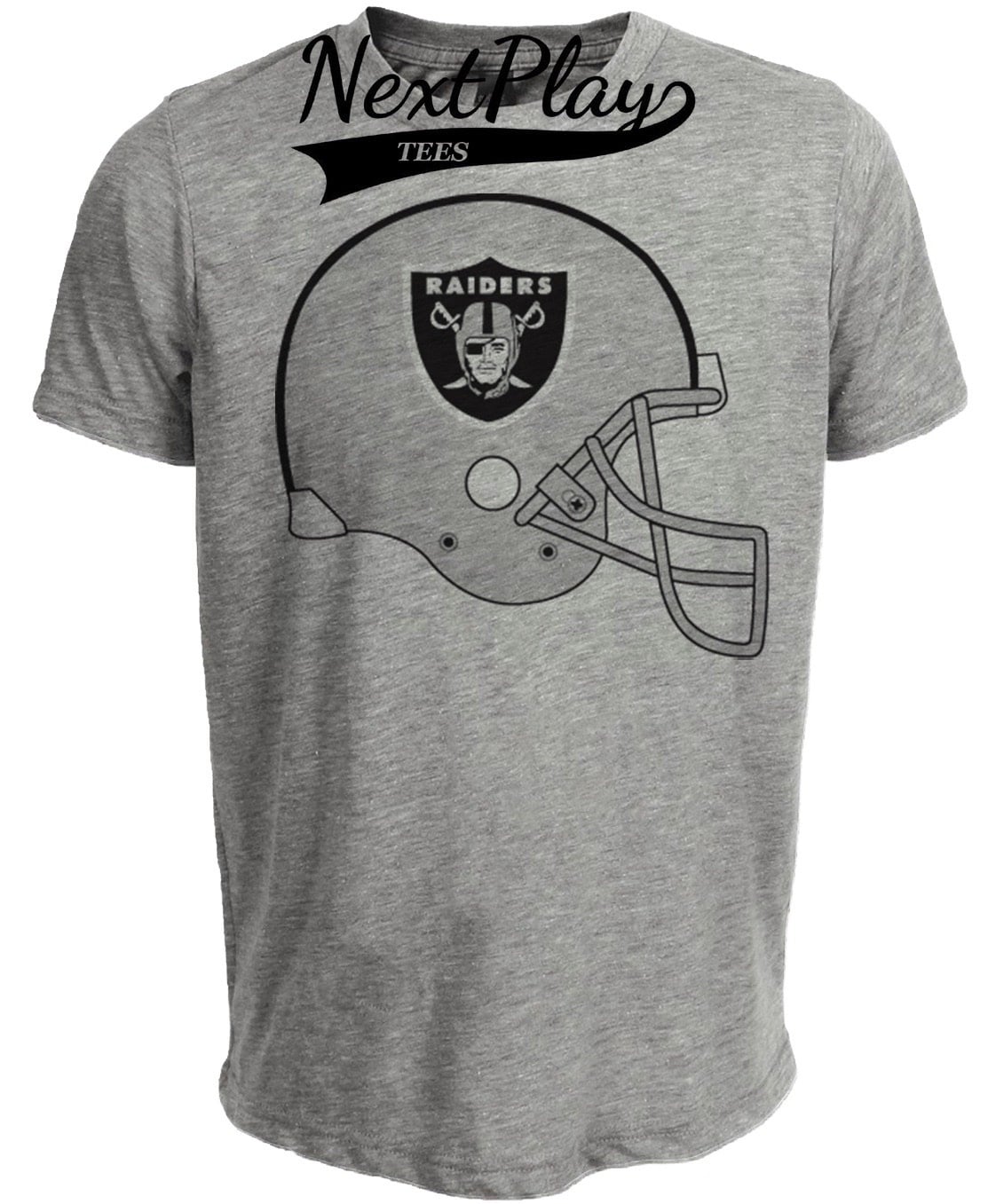 Oakland Raiders Helmet Retro Football 1982 Artwork Heather Gray Sublimated T-Shirt