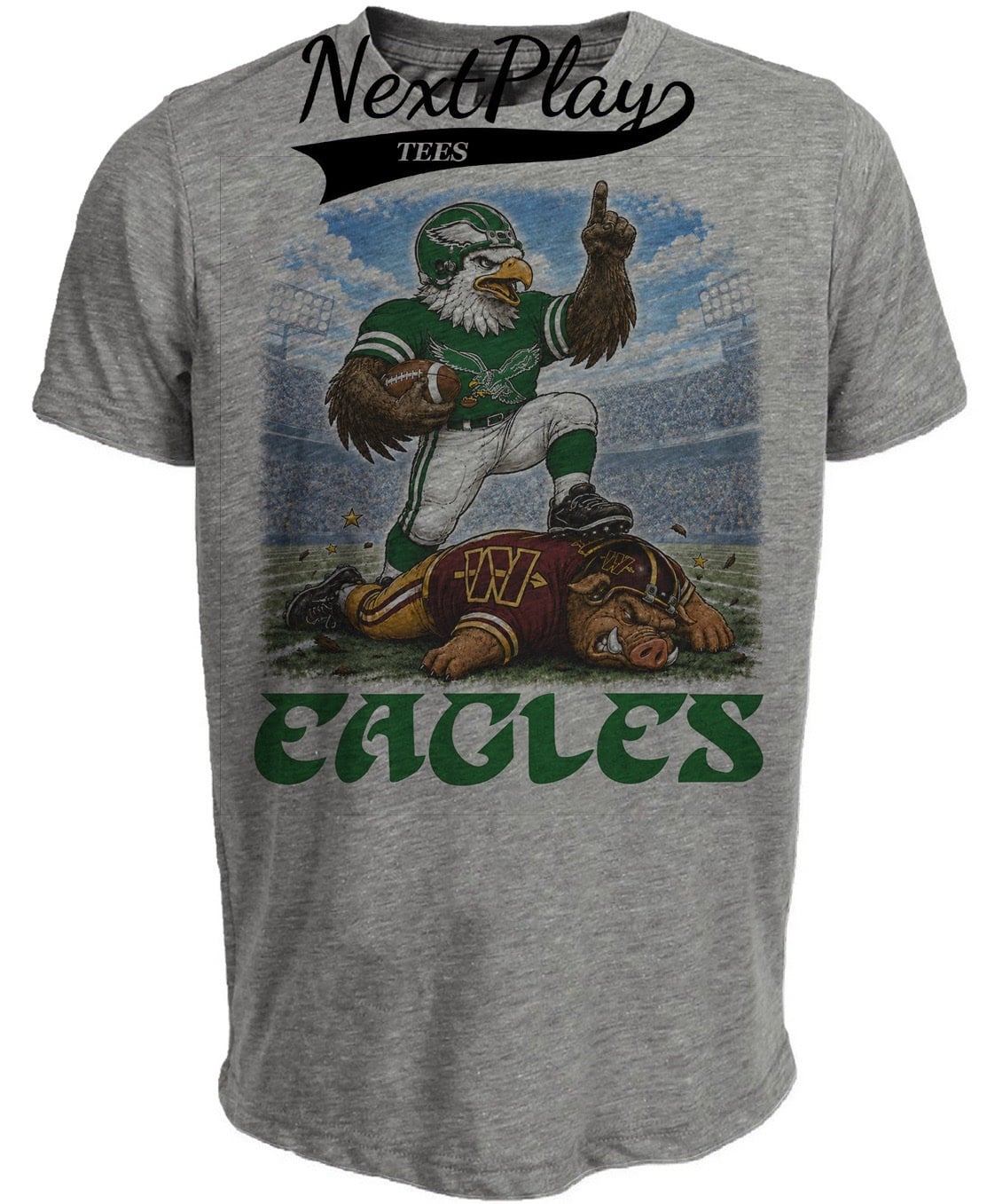 Philadelphia Eagles vs Washington Commanders Retro Rivals Football Gray Sublimated T-Shirt