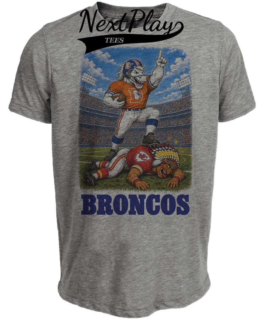Denver Broncos vs Kansas City Chiefs Retro Rivals Football Gray Sublimated T-Shirt