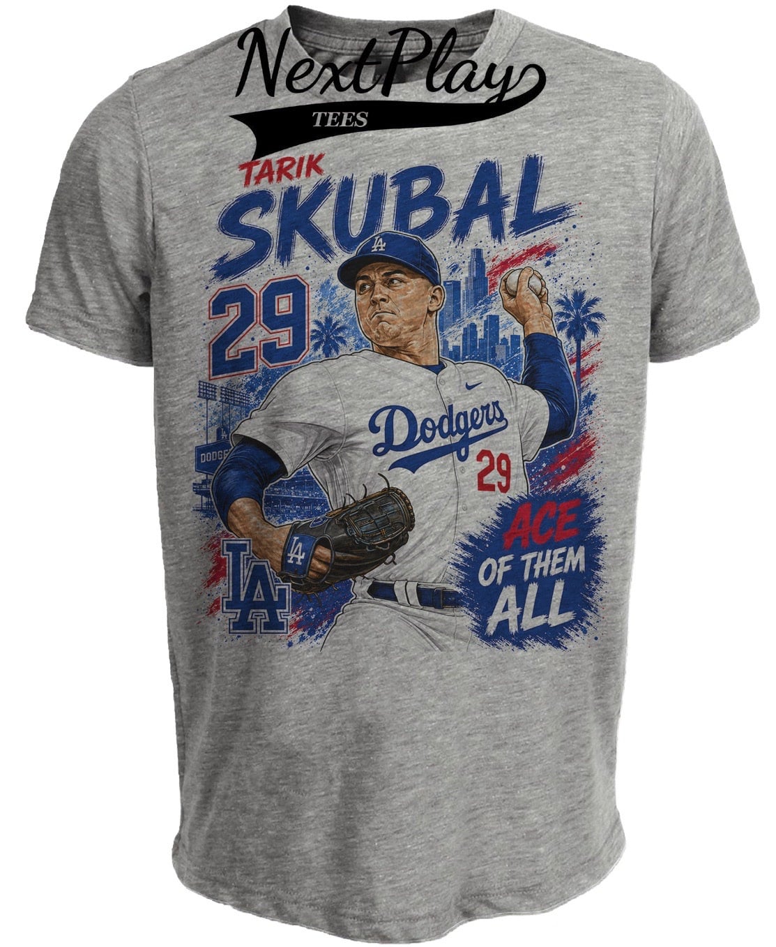 Los Angeles Dodgers Tarik Skubol Retro Baseball Gray Sublimated T-Shirt