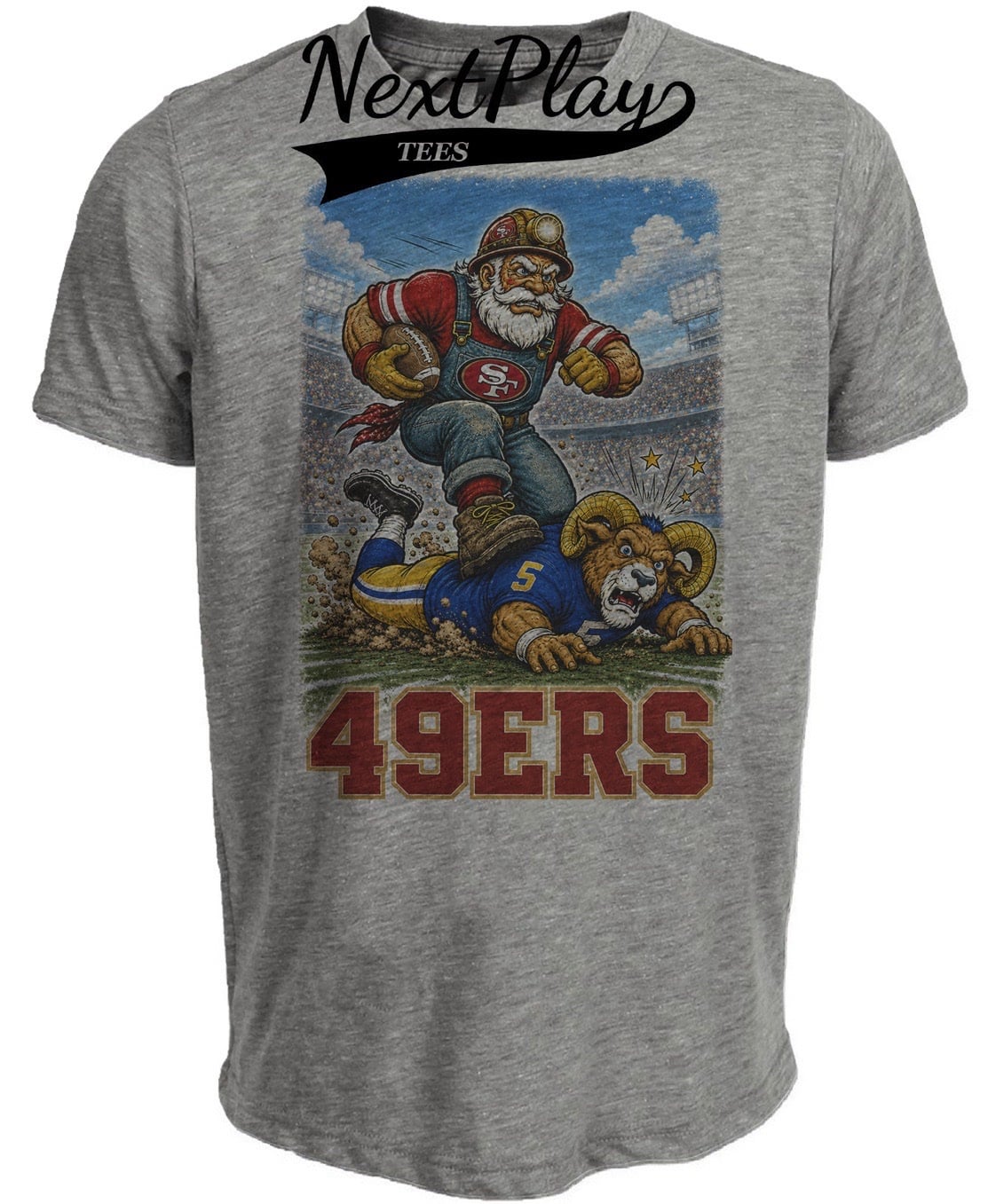 San Francisco 49ers vs Los Angeles Rams Retro Rivals Football Gray Sublimated T-Shirt