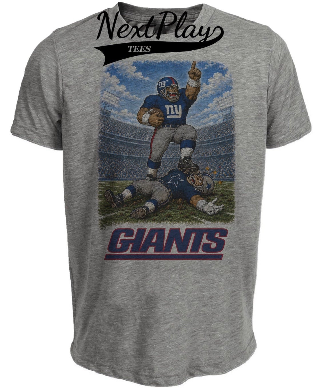 New York Giants vs Dallas Cowboys Retro Rivals Football Gray Sublimated T-Shirt