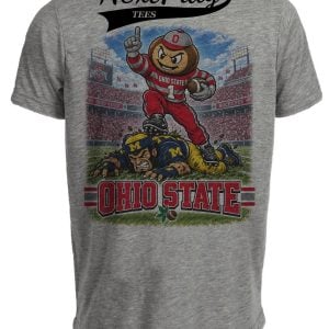 Ohio State Buckeyes Brutus vs Michigan Wolverines Retro Rivals Football Gray Sublimated T-Shirt