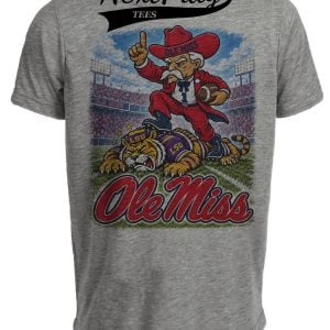 Ole Miss Rebels vs LSU Tigers Retro Rivals Football Gray Sublimated T-Shirt